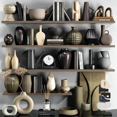 现代花瓶书籍饰品摆件